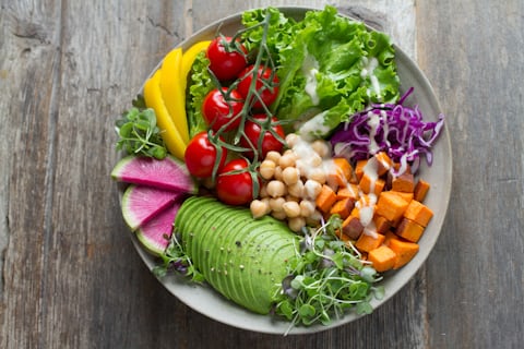 Colourful roasted vegetable bowl